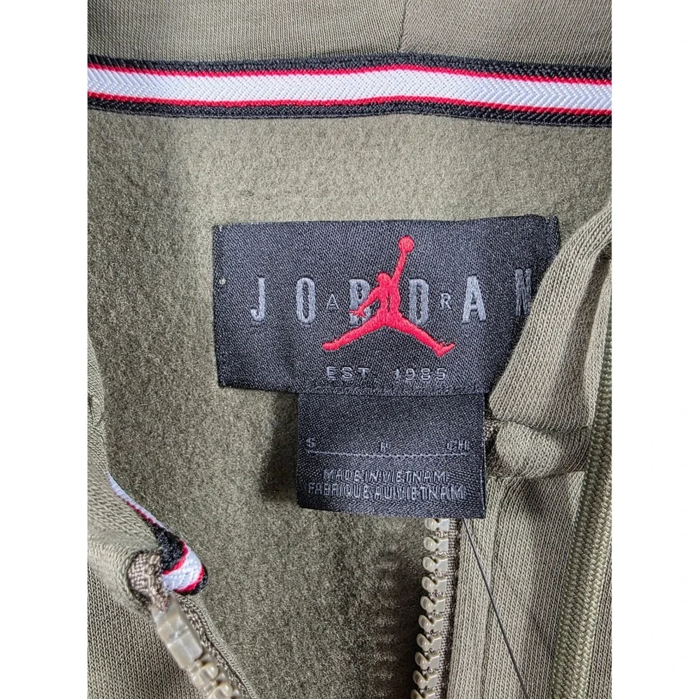 Jordan Full Zip‎ Fleece Hoodie Jacket Mens Small Olive Green Jumpman NEW